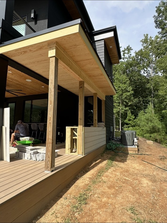 Porch construction and ceiling detail