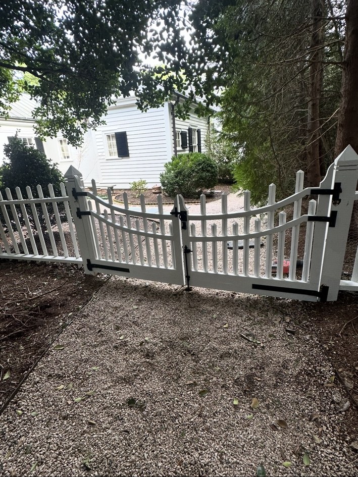 Custom white picket gate