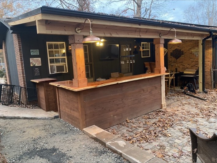Custom outdoor bar and covered patio